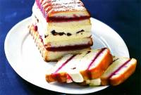 Приготовление Полосатый холодный торт c малиновым сорбетом и ванильным мороженым блюда