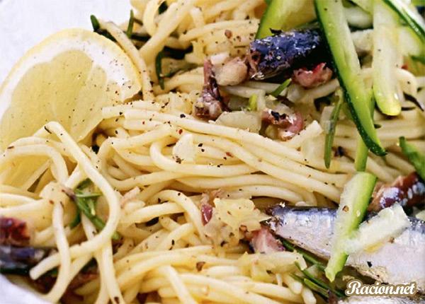 Рецепт Спагетти с сардинами и свежими цукини. Приготовление 

блюда