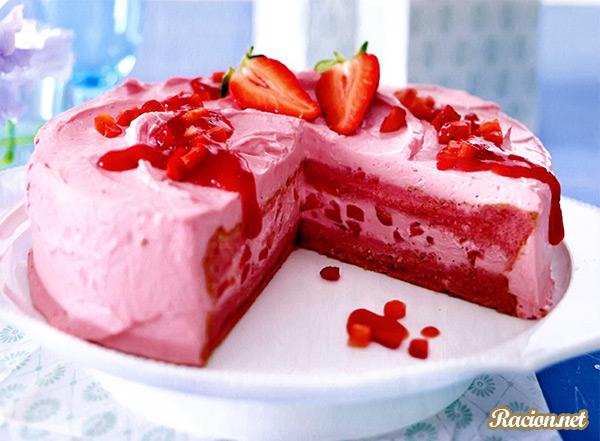 Рецепт Розовый бисквитный торт. Приготовление 

блюда
