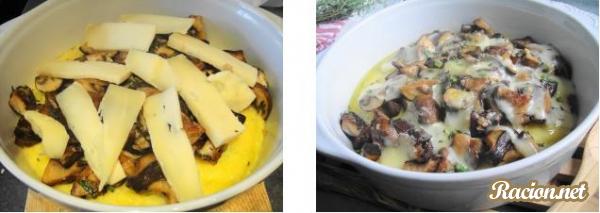 Итальянская полента с сыром, грибами и травами