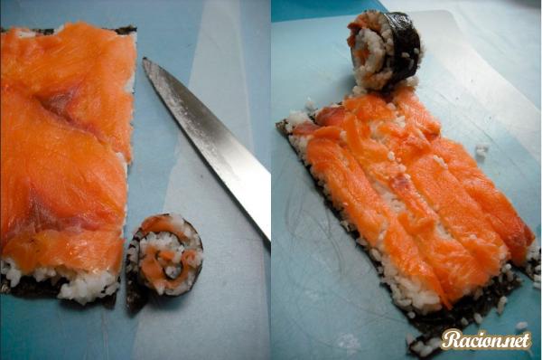 Суши ролл с лососем на палочке